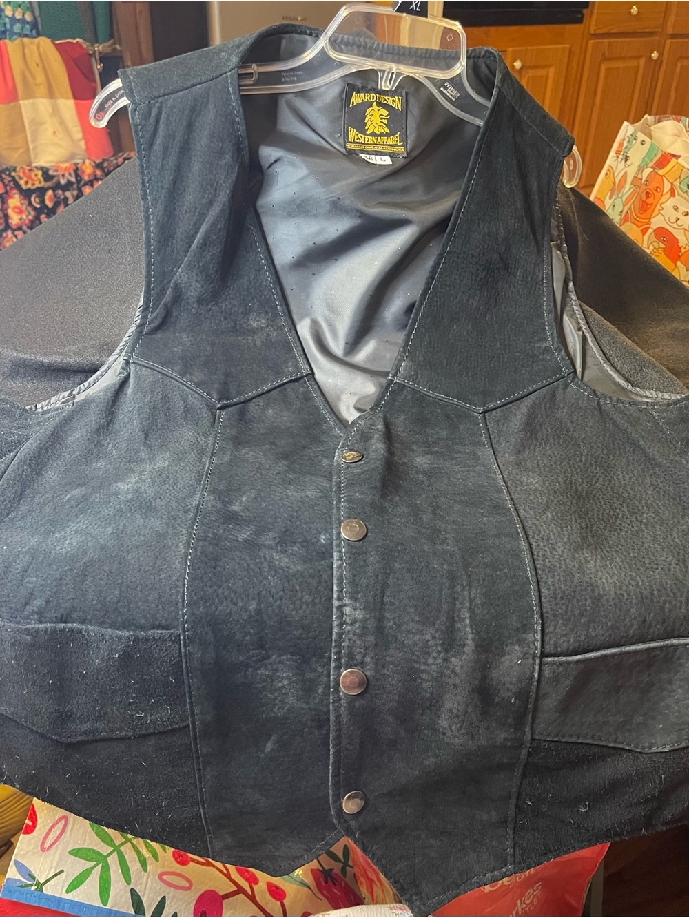 Men’s Award Design Black Suede Men's Vest